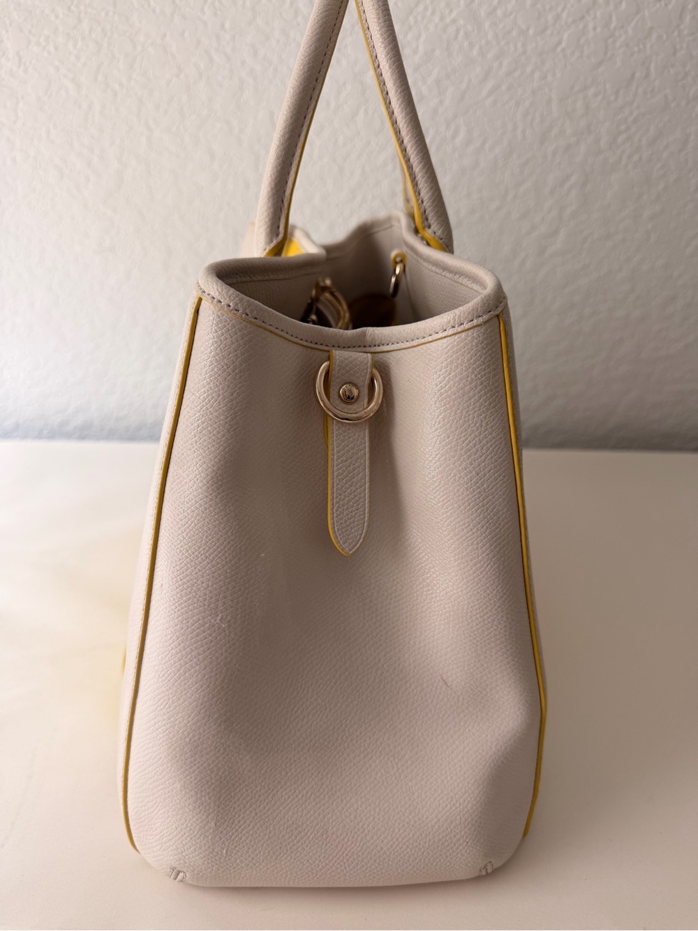 Coach Margot Carryall Yellow & Cream Crossgrain Leather Tote Bag - Picture 4 of 14